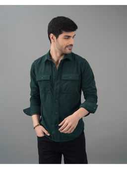 ROOKIES - Bottle Green Full Sleeve Textured Waffle Shacket Shirt