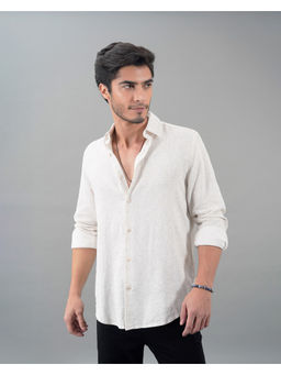 ROOKIES - Off White Full Sleeves Linen Printed Casual Shirt