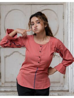 Babli - Carrot Red Striped Top
