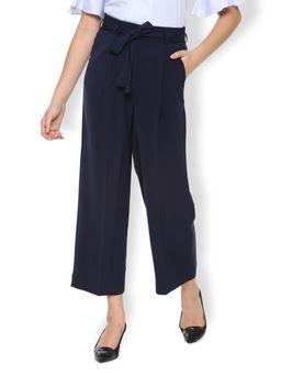 Van Heusen - Women Navy Solid Business Casual Trouser