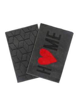 Saral Home - Heart & Hexagon Door Mat Grey