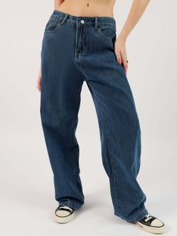 Outzidr - Blue Washed Straight Denim Navy