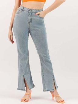 Outzidr - Light Blue Jeans with Cut-Out Details