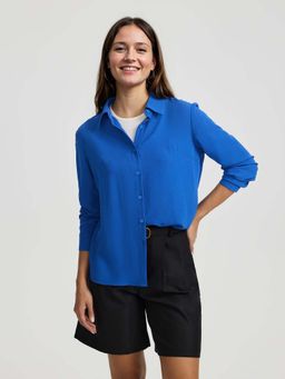 Outzidr - Blue Front Buttoned Full Sleeve Shirt