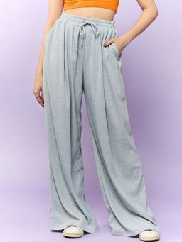 Outzidr - Grey Party Knit Joggers with Draw String