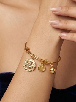 RUNORAA - Women Gold Stainless Steel Statement Bangle