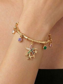 RUNORAA - Women Multi-Color Stainless Steel Stones Bangle