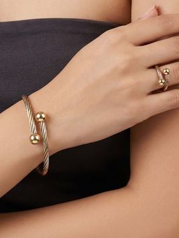 RUNORAA - Women Multi-Color Stainless Steel Contemporary Kada with Ring