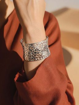 RUNORAA - Women Silver Brass Sterling Silver Cuff