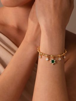 RUNORAA - Women Multi-Color Stainless Steel Stones Cuff