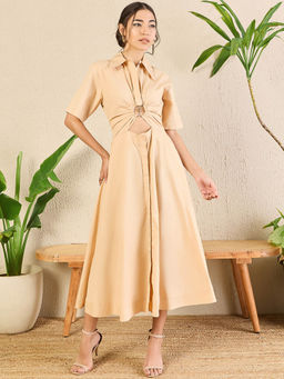 Uptownie - Women's Ring Accent Shirt Dress