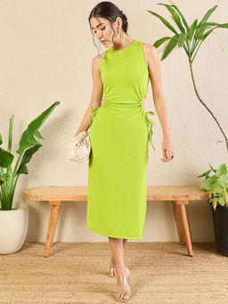 Uptownie - Women's Stretchable Ribbed Side Cutout Dress