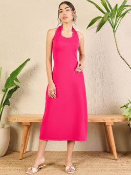 Uptownie - Stretchable Halter Neck Midi Dress