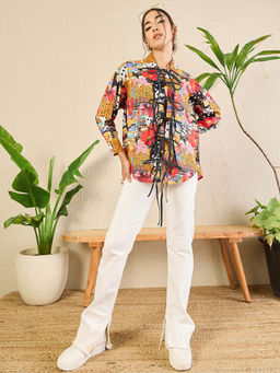 Uptownie - Women's Printed Tie-Up Full Sleeve Cotton Shirt