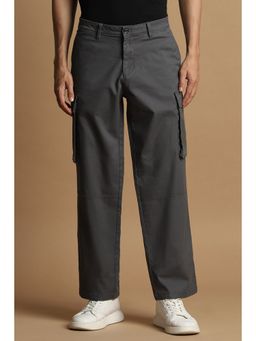 Allen Solly - Men Grey Straight Fit Solid Casual Trouser