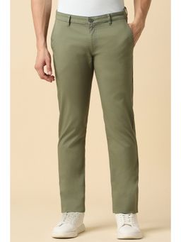 Allen Solly - Men Olive Slim Fit Solid Casual Trouser