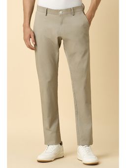 Allen Solly - Men Khaki Slim Fit Textured Casual Trouser