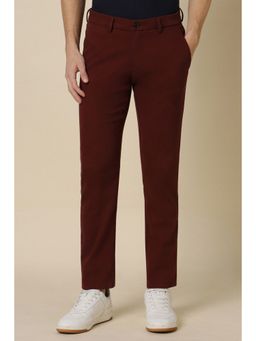 Allen Solly - Men Maroon Slim Fit Solid Casual Trouser