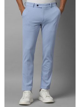 Louis Philippe - Men Blue Regular Fit Solid Flat Front Formal Trouser