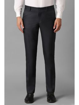 Louis Philippe - Men Grey Slim Fit Solid Flat Front Formal Trouser