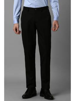 Louis Philippe - Men Black Slim Fit Solid Flat Front Formal Trouser
