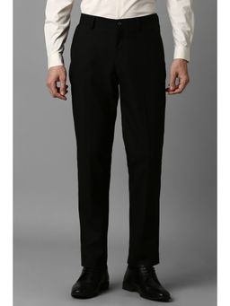Louis Philippe - Men Black Slim Fit Solid Flat Front Formal Trouser
