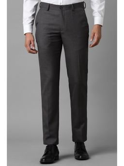 Louis Philippe - Men Grey Slim Fit Textured Flat Front Formal Trouser