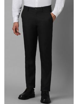 Louis Philippe - Men Black Slim Fit Check Flat Front Formal Trouser