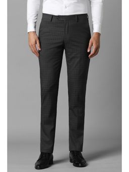 Louis Philippe - Men Grey Slim Fit Check Flat Front Formal Trouser