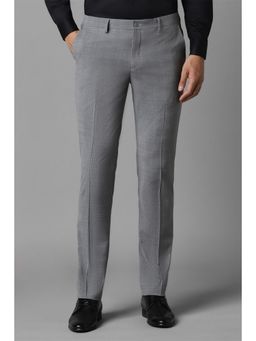 Louis Philippe - Men Grey Slim Fit Check Flat Front Formal Trouser