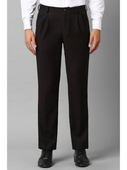 Louis Philippe - Men Brown Classic Fit Solid Pleated Formal Trouser