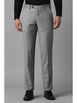 Louis Philippe - Men Grey Slim Fit Textured Flat Front Formal Trouser