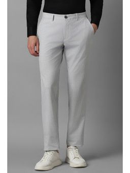 Louis Philippe - Men Grey Slim Tapered Fit Check Flat Front Casual Trouser
