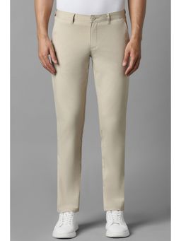 Louis Philippe - Men Beige Slim Tapered Fit Solid Casual Trouser