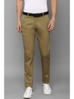 Louis Philippe - Men Khaki Slim Tapered Fit Solid Flat Front Casual Trouser