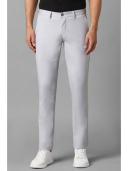 Louis Philippe - Men Grey Slim Tapered Fit Textured Flat Front Casual Trouser