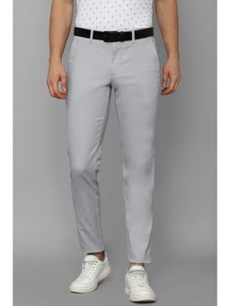 Louis Philippe - Men Grey Slim Tapered Fit Solid Flat Front Casual Trouser