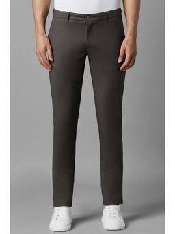 Louis Philippe - Men Grey Slim Tapered Fit Solid Casual Trouser