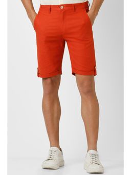 Peter England - Men Orange Solid Regular Fit Casual Shorts
