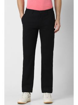Peter England - Men Black Solid Super Slim Fit Casual Trouser