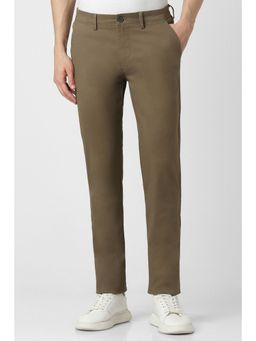 Peter England - Men Brown Solid Super Slim Fit Casual Trouser