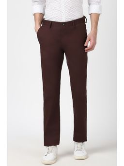 Peter England - Men Brown Solid Super Slim Fit Casual Trouser