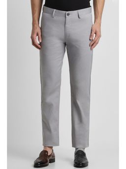 Peter England - Men Grey Solid Super Slim Fit Casual Trouser