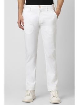 Peter England - Men White Solid Super Slim Fit Casual Trouser