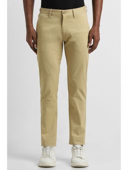 Peter England - Men Beige Solid Super Slim Fit Casual Trouser