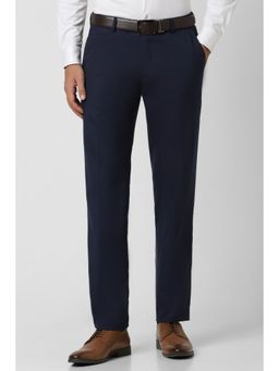 Peter England - Men Navy Blue Solid Slim Fit Formal Trouser