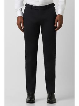 Peter England - Men Black Textured Super Slim Fit Formal Trouser