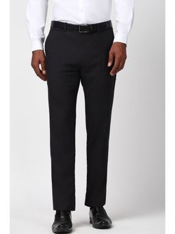 Peter England - Men Black Solid Slim Fit Formal Trouser