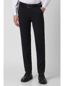 Peter England - Men Black Check Slim Fit Formal Trouser