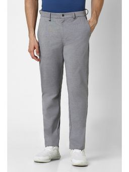 Van Heusen - Men Grey Textured Slim Fit Casual Trouser